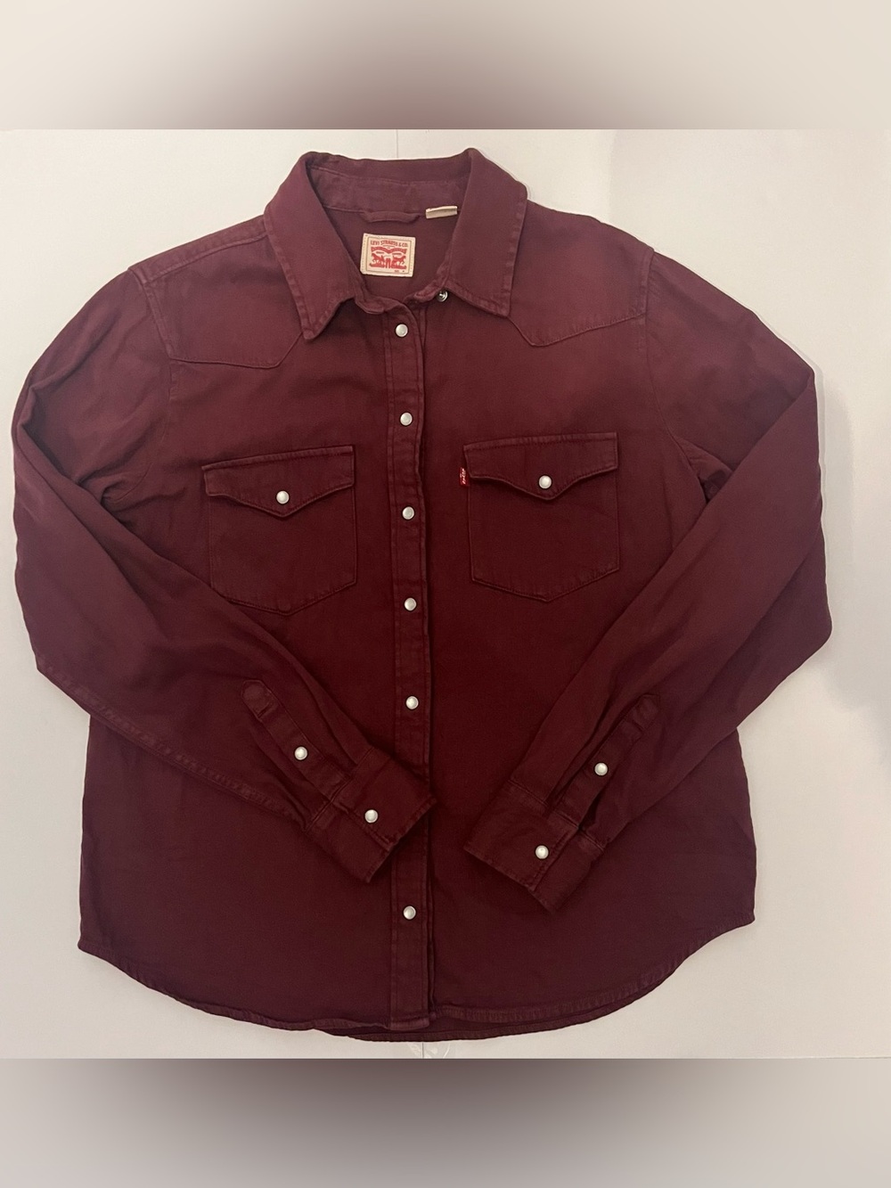 Levi’s Burgundy Western Pearl Snap Shirt M